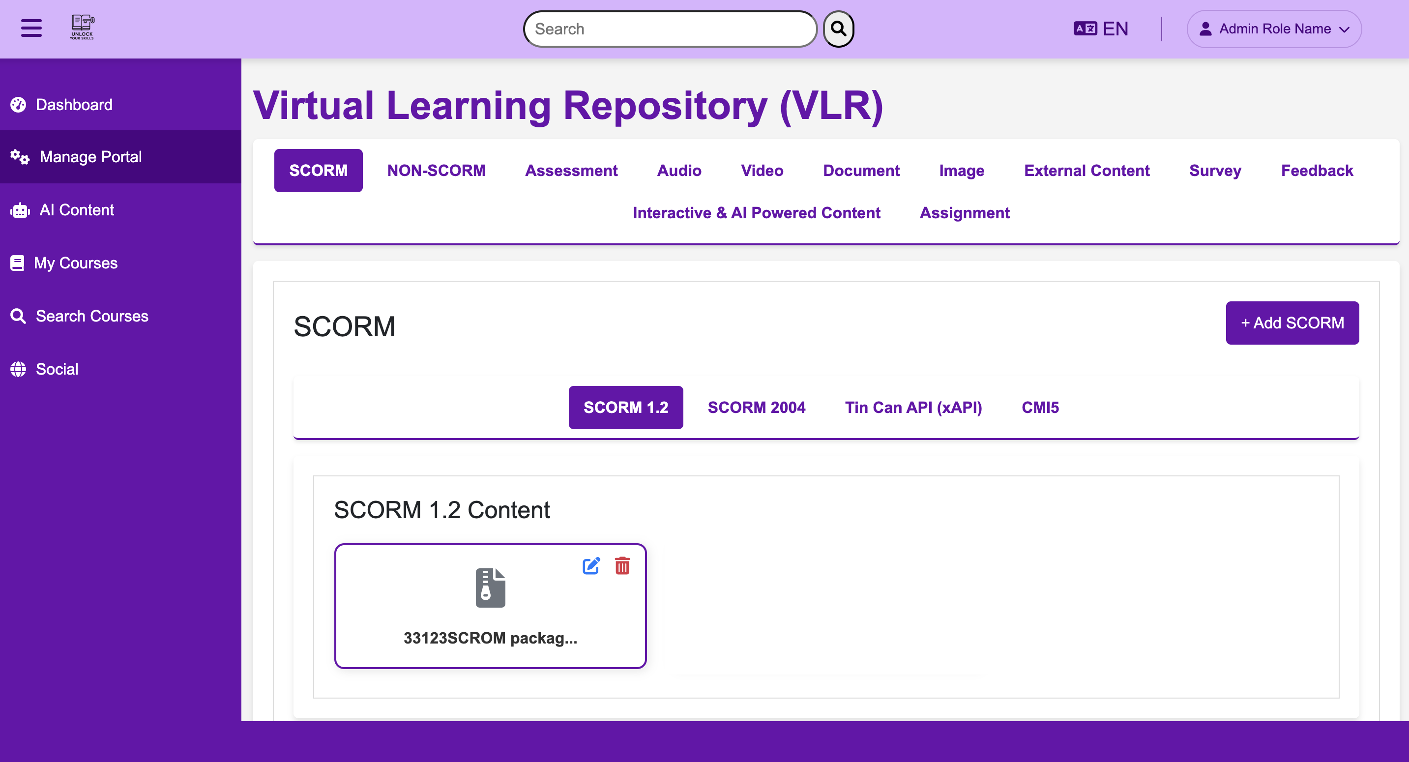 Virtual Learning Repository - Content Library Management